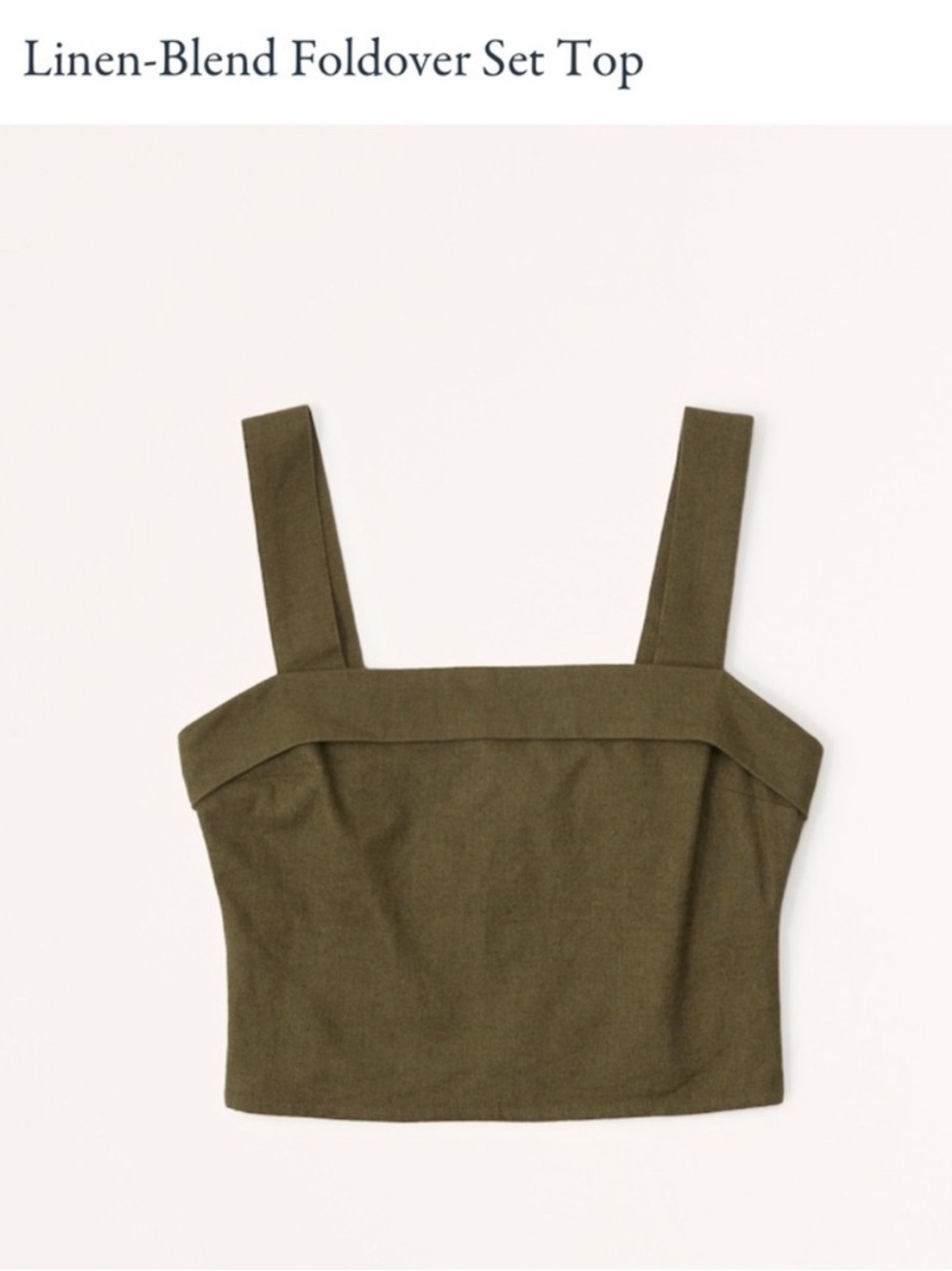 Abercrombie & Fitch Olive Forest Green Linen-Blend Crop Top
